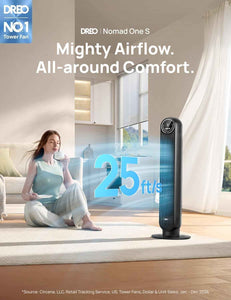 Dreo Tower Fan for Bedroom, Smart Oscillating Quiet Floor Fans, Standing Bladeless Fan with Remote and WiFi Voice Control, 4 Modes, 4 Speeds, 8H Timer, 28dB, Works with Alexa/Google
