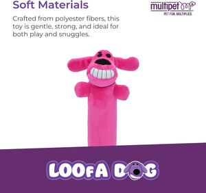 Multipet Original Loofa Dog Plush Toy - Squeaky Toy for All Dogs - Extra Soft Plush - Stuffed Animal Dog Toys for Playing - Cute Dog Pet Toy (1 Count, 12”, Random Color Surprise)