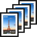 FIXSMITH 8x10 Picture Frame Set of 2, Photo Frame with HD Plexiglass, Display Pictures 5x7 with Mat or 8x10 Without Mat Multi Picture Frames Collage for Tabletop or Wall Display, Black