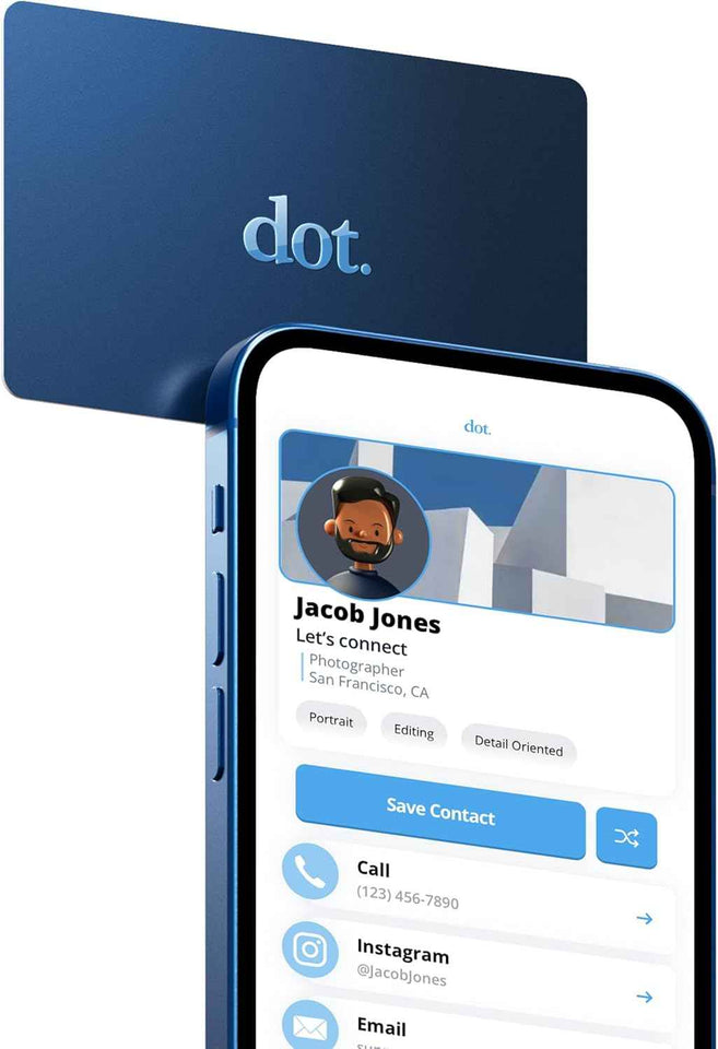 dot. Card - Digital Business Card - Tap Compatible with iPhone & Android (Black)