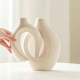 snuggle hollow ceramic vase set of 2 milky white nordic modern boho home decor