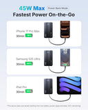 INIU Portable Charger, Ultra Slim & Small 45W Fast Charging Power Bank, 10000mAh GaN Battery Pack with Built-in AC Wall Plug, Flight-Safe Travel 3-in-1 Powerbank, for iPhone 17 16, Samsung, Tablet etc