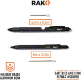RAK Multitool Pen - Multi-Tool Pens with LED Light, Flathead, Phillips Screwdrivers, Level, Ruler, Bottle Opener, and Stylus