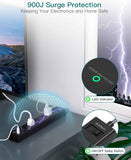 Surge protector power strip with 6 AC outlets and 4 USB ports, flat plug, 1875W/15A, overload protection
