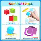 Magnetic Building Blocks, 1.65 inch Large Magnetic Stacking Cubes for Toddlers, Sensory & Montessori Toys for Boys & Girls 1 2 3 Years Old (36 PCS)