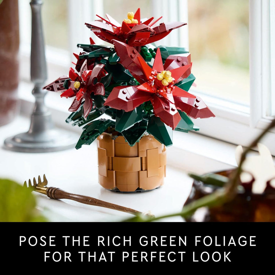 LEGO Icons Poinsettia Building Sets for Adults - Artificial Flowers for Decoration - Festive Holiday Flowers for Table Centerpiece - 10370