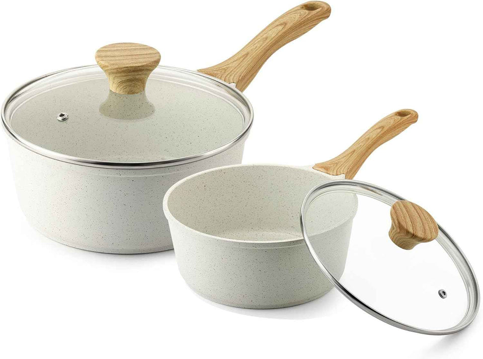 SENSARTE Nonstick Saucepan with Lid, 1.5 Quarts Small Pot with Swiss Granite Coating, Stay-cool Handle, Multipurpose Handy Sauce Pot Small Kitchen Cooking Pot, Induction Comptable, PFOA Free
