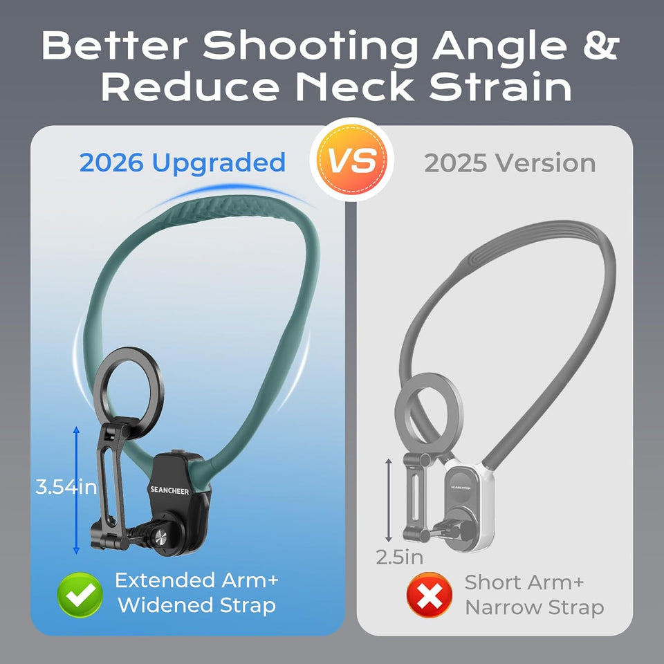 【2026 Extended Long】 Magnetic Neck Mount for Phones, 27.6" Hands-Free POV/Vlog Phone Holder for iPhone 17–12 & Android, Content Creator Essentials for Go Pro DJI, Comfortable Natural Shooting Angle
