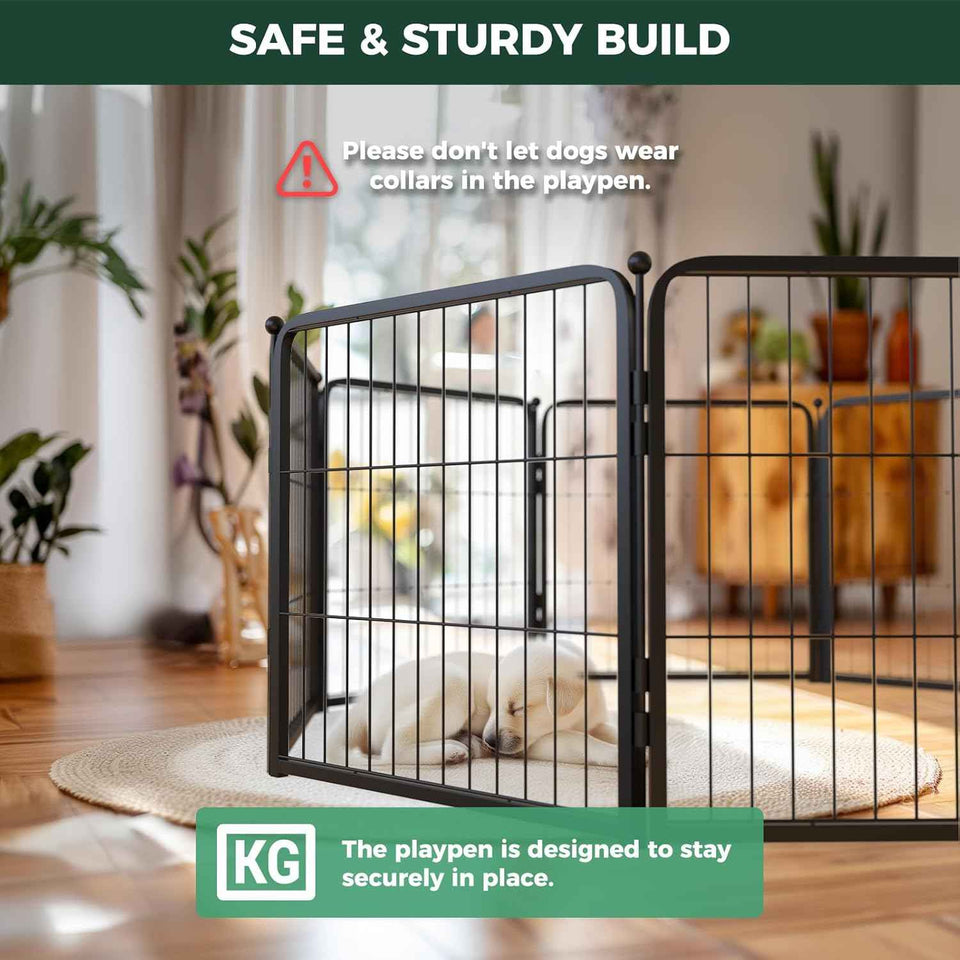 FXW Homeplus Unleashed Indoor Dog Playpen - Stress-Free and Safe Play, Heavy Duty 24 Inch 6 Panels Dog Pen for Puppy and Small Dogs, Black│Patented