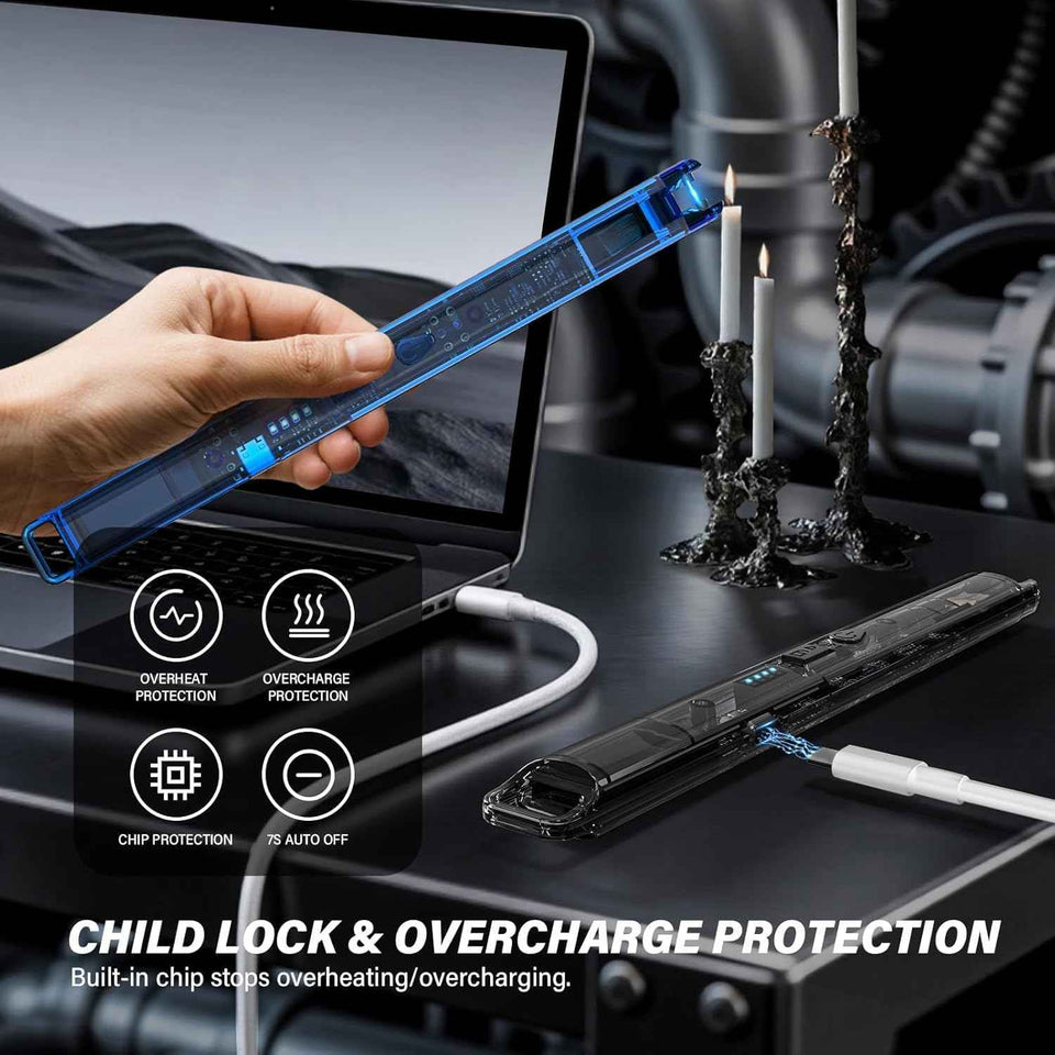 Ktebo 2 pack rechargeable usb c arc lighters with led display and see through tech design