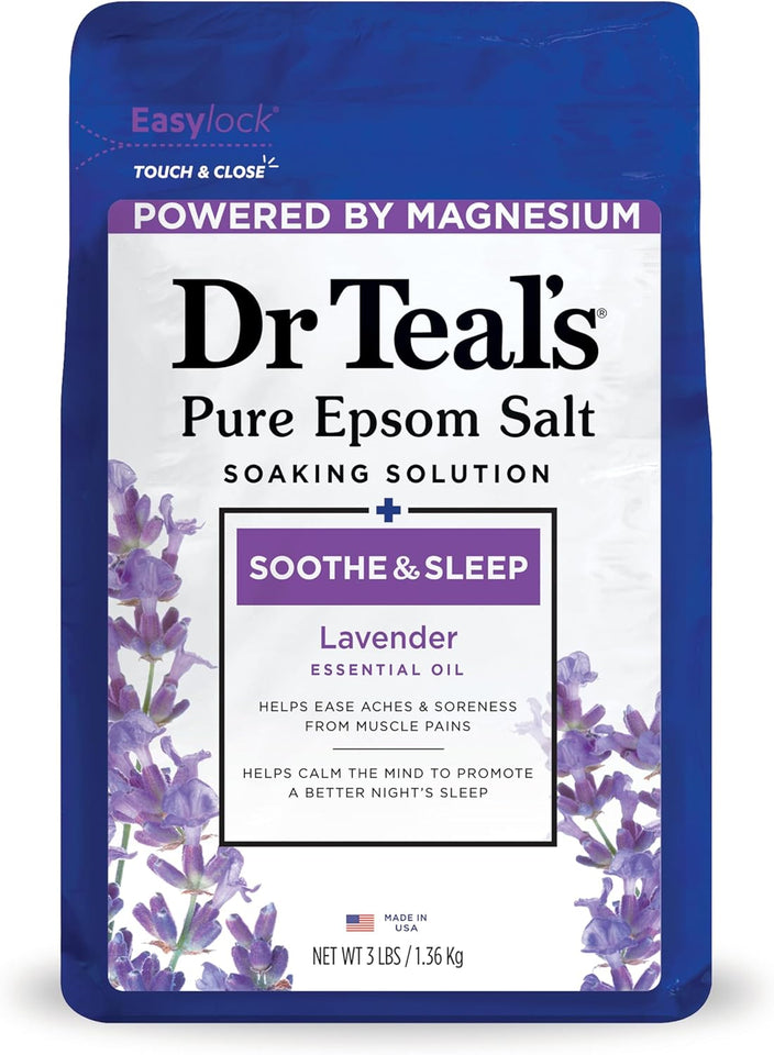 Dr Teal's Epsom Salt Soaking Solution, Soothe & Sleep, Lavender, 3lbs