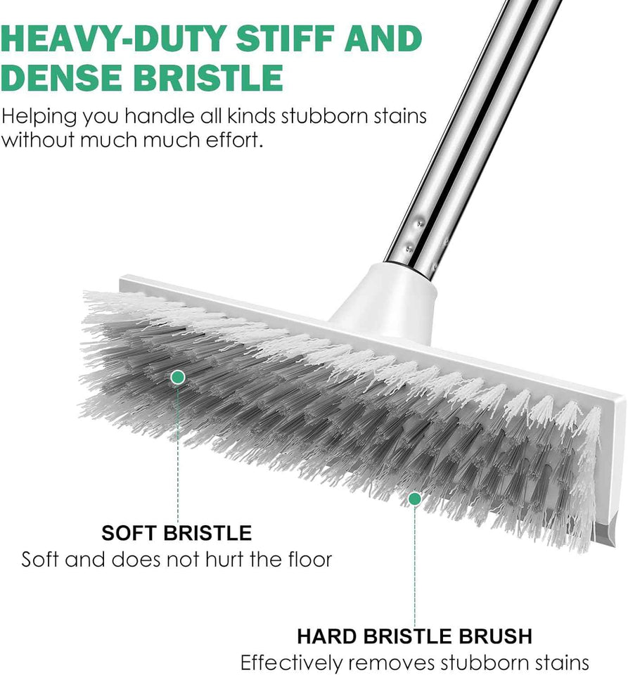 SetSail 51-inch Adjustable Handle 2 in 1 Stiff Bristle Floor Scrubber for Shower Bathroom Garage Kitchen