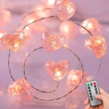 brightown 10.5ft 30 led pink heart battery operated fairy lights with timer and remote