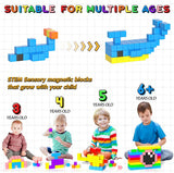 Apluses 54 PCS Magnetic Blocks, Magnetic Building Blocks for Toddlers 3+, Montessori Toys, Magnet Cubes, Preschool STEM Educational Sensory Magnet Toys for Kids Ages 3-5 Year Old Boys and Girls