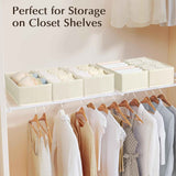 DIMJ Drawer Organizers Clothes, Set of 4 Dresser Organizer Bins, Fabric Closet Organizers and Storage, Shallow Drawer Dividers for Nursery, Clothing, Baby Clothes, Socks, Underwears, Tie (Beige)