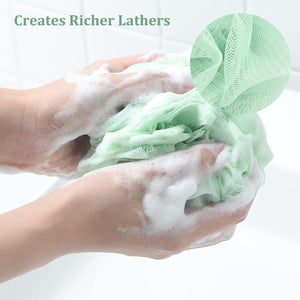 Fu Store Loofah Sponge 60g Shower Loofahs 4 Colors Bath Sponges Mesh Balls for Body Scrubber Exfoliator Wash Back Scrubber Bathroom Men Women - 4 Pack Scrubbers Cleaning Bathing Accessories