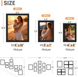 upsimples 10 Pack Picture Frames Collage Wall Decor for Mounting or Tabletop Display, Photo Gallery Frame Set for Family, Multi Sizes Including 8x10, 5x7, 4x6, Black