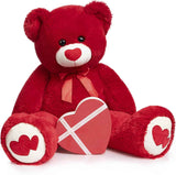 HollyHOME Big Teddy Bear Stuffed Animal Valentines Large Bear Plush with Red Heart for Girlfriend and Kids Valentines 36 inch Tan
