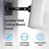 Pyle Universal Speaker Mounting Bracket - Ceiling & Wall Speaker Mount with Adjustable Swivel Tilt, 13.4" Retractable Telescopic Arm, 75 lbs Max Load - Ideal for Home Surround Sound Systems (Pair)