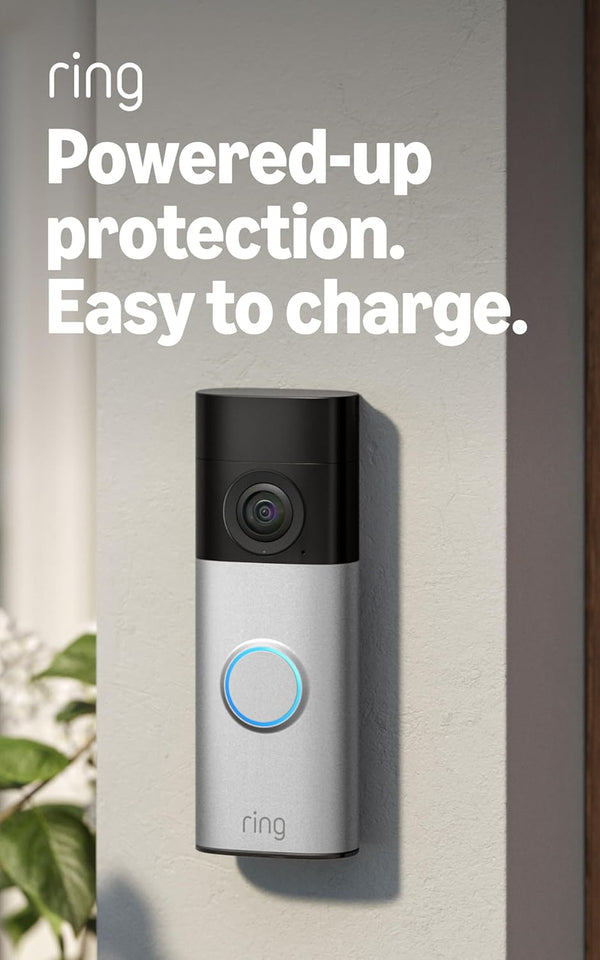 Ring Battery Doorbell Plus (newest model), Retinal 2K with wide-angle video, up to 6x Enhanced Zoom, Night Vision, and Quick Release Battery Pack, Nickel Silver