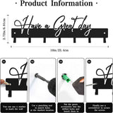 Have a Great Day Key Hooks for Wall Decoration,Delicate Fashion Black Metal Key Holder Wall Mount,Have a Great Day Key Hanger with 7 Kooks for Hallway,Office