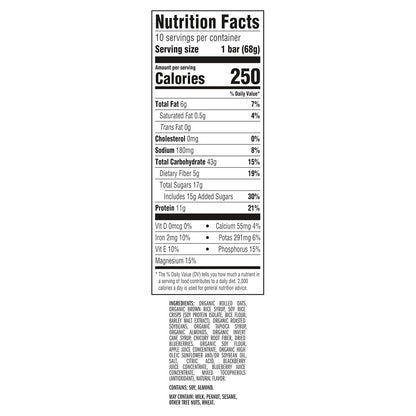CLIF BAR - Energy Protein Bars - Blueberry Almond Crisp - Made with Organic Oats - Energy Bars - Non-GMO - (10 Pack)