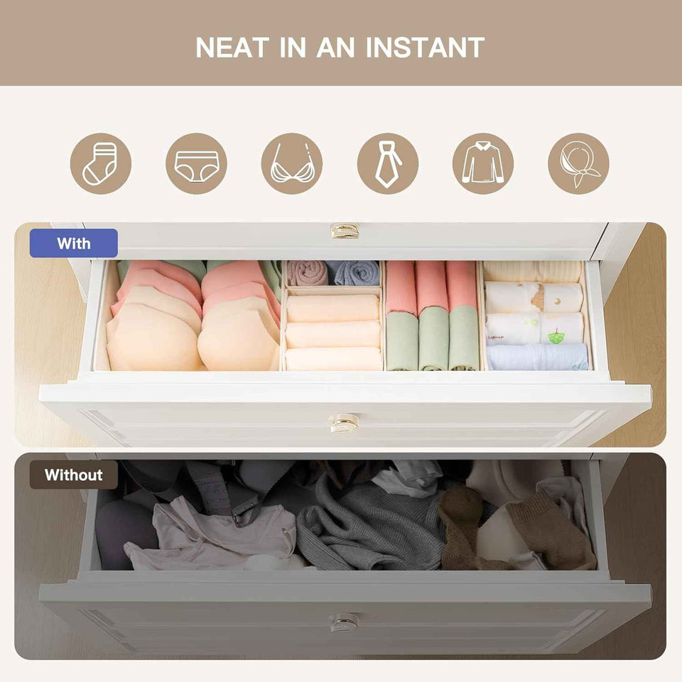 Criusia 10-Pack Drawer Organizers: Foldable Closet Storage for Clothes, Underwear, and Socks