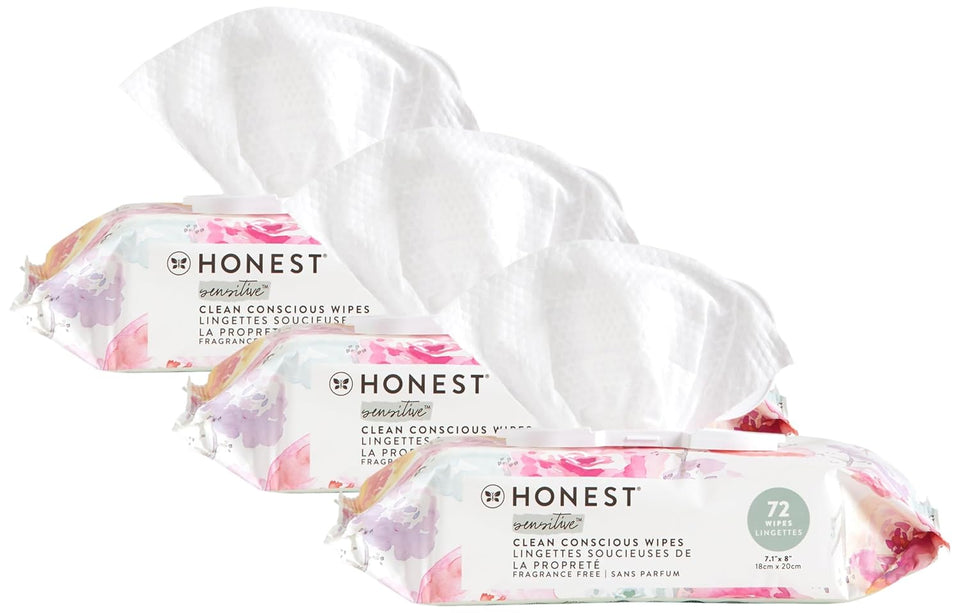 Honest Company Hypoallergenic Baby Wipes for Sensitive Skin, Fragrance-Free, 576 Count (6 Packs of 96)