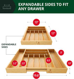 ROYAL CRAFT WOOD Luxury Bamboo Kitchen Drawer Organizer - Silverware Organizer, Utensil Holder & Cutlery Tray Drawer Dividers for Flatware (9 Slot, Natural)