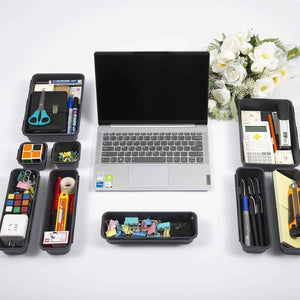 15-Piece Interlocking Desk Organizer for Office, Bathroom, and Kitchen Storage