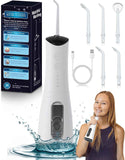 High-Pressure 120PSI Water Dental Flosser with 300ml Reservoir - Portable Water Flosser for Teeth & Gum Cleaning - Rechargeable with 4 Pressure Modes, 1600 Pulses/Minute & IPX7 Waterproof
