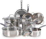 T-fal Signature Nonstick Cookware Set 12 Piece, Oven Broiler Safe 350F, Pots and Pans, Kitchen Cooking Set w/Fry Pans, Saucepans, Saute Pan, Dutch Oven, Griddle, Kitchen, Home, Dishwasher Safe, Black