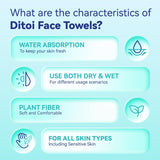 Dito's Ultra Thick Disposable Face Towels, Lint-Free Makeup Remover Wipes, 50 Count