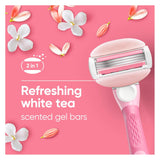 gillette venus white tea womens razor handle 4 blade refills