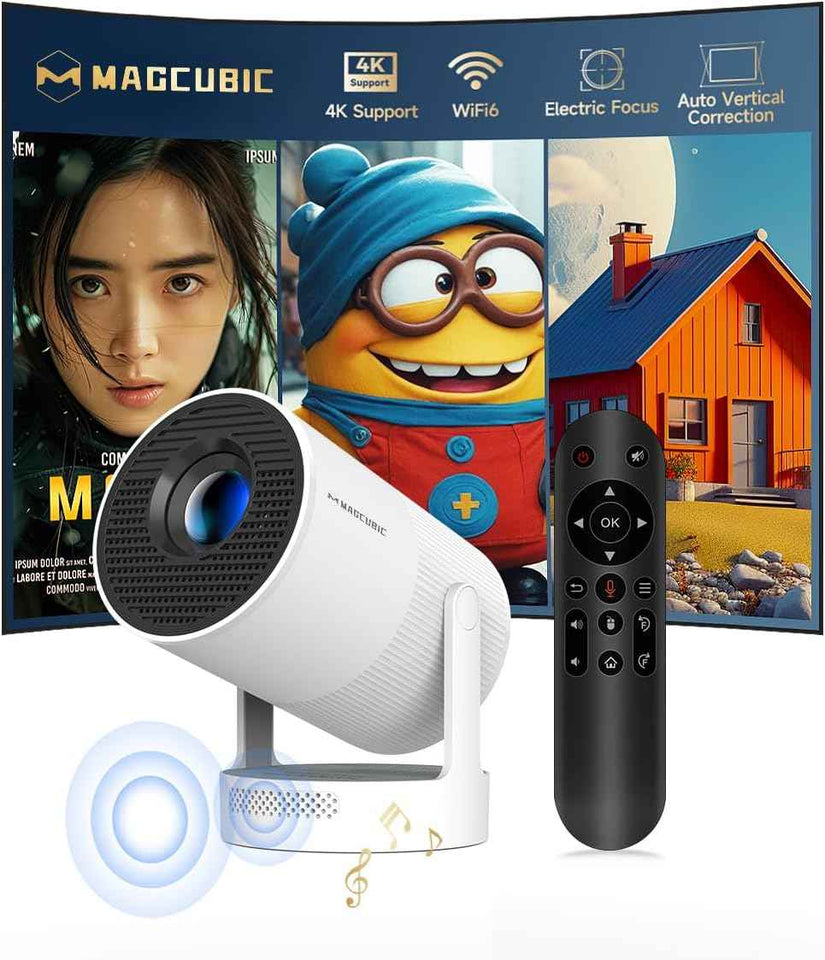 magcubic mini projector 4k support portable wifi 6 bluetooth 5.4 180° rotation home theater