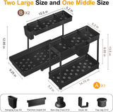 3 Pack Multi-Purpose Under Sink Organizers and Storage, 2026 L-Shaped Pull Out Cabinet Organizer for Bathroom & Kitchen, Under Cabinet Organizer with Hooks Hanging Cup, Black