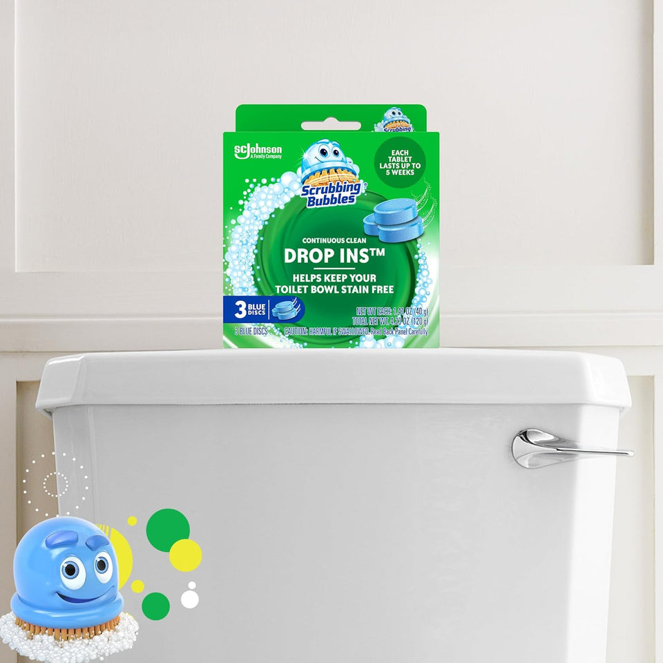 Scrubbing Bubbles Toilet Tablets, Continuous Clean Toilet Drop Ins, Helps Keep Toilet Stain Free and Helps Prevent Limescale Buildup, 3 Count, Pack Of 1