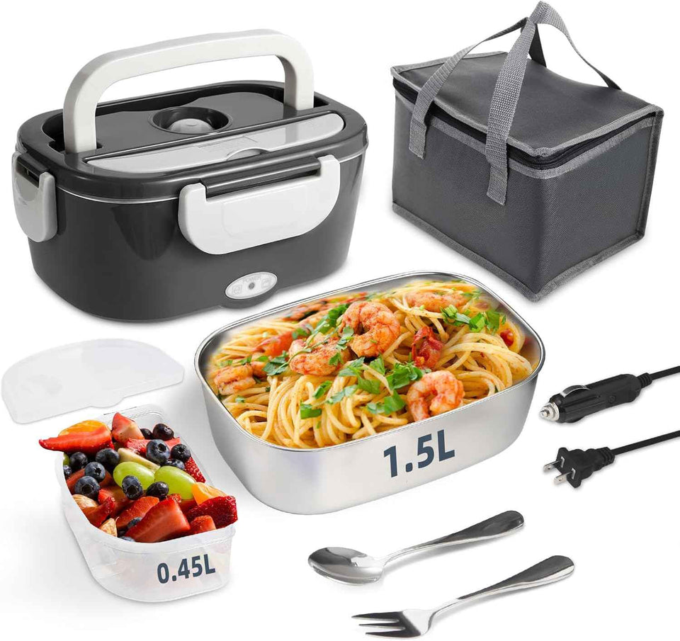 100W Cordless Electric Lunch Box for Adults & Men, Rechargeable Battery Powered Heated Lunch Box, 1.2L Portable Food Warmer Lunchbox with 5-Sided Heating for Work Car Outdoor Use