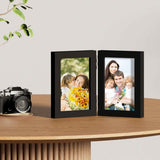 decorUhome double 4x6 picture frame vertical engineered wood bifold photo frame with plexiglass tabletop display black