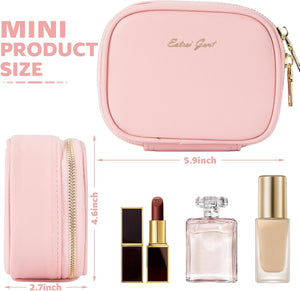 Mini Makeup Bag with Led Mirror, Small Travel Make up Bag 3 Light Modes Adjustable Brightness, for Women Organizer Cosmetic Bag, Portable Travel Train Toiletry Bag, for Pool Parties Work Touch-Ups