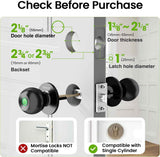 GHome Smart Fingerprint Door Lock, 3 in 1 Smart Fingerprint Door Knob with App Control & Key, Auto Lock, Biometric Thumbprint Door Locks for Bedroom, Garage, Home & Office