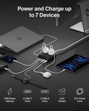 Belkin GaN Charging Station 70W, 7-in-1 Dual USB C Charger w/ 3x AC Outlets, 2x USB A Ports, Power Strip, iPhone Charger Fast Charging, Apple Watch, iPad, MacBook, Chromebook, Samsung Galaxy, Pixel 10