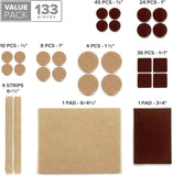 Felt Furniture Pads X-PROTECTOR 133 PCS, Premium Felt Pads for Wood Floor Protection, Brown and Beige, Protective Furniture Feet