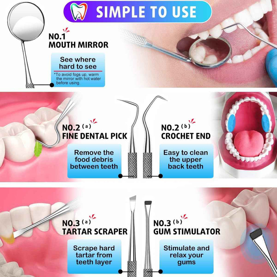 G.CATACC dental pick teeth cleaning tools, professional stainless steel tooth scraper, easy to use for adults and pets