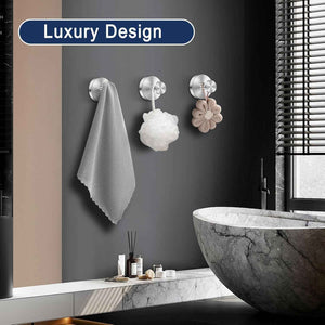 Stainless Steel Suction Cup Hooks for Bathroom, Kitchen, and Glass - 4-Piece No Drill Towel Hooks Set