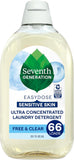 Seventh Generation EasyDose Laundry Detergent, Ultra Concentrated: 66 Loads, Free & Clear Designed for Sensitive Skin, 23.1 Fl Oz