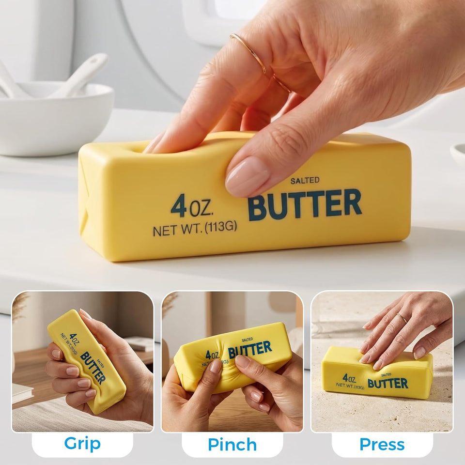 Butter Squishy, Soft Slow Rising Squeeze Toys, Butter Stick Squishy Fidget Toys and Stress Balls Squishies for Office Desk Toys, Party Favors & Birthday Gifts(Yellow)