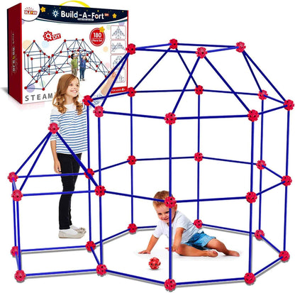 OleFun 180 Pack Fort Building Kits for Kids Ages 4-8 STEM Building Toys DIY Castles Tunnels Play Tent Gifts
