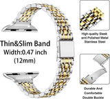 MioHHR silver/gold stainless steel Apple watch band compatible with 42mm, 41mm, 40mm, 38mm