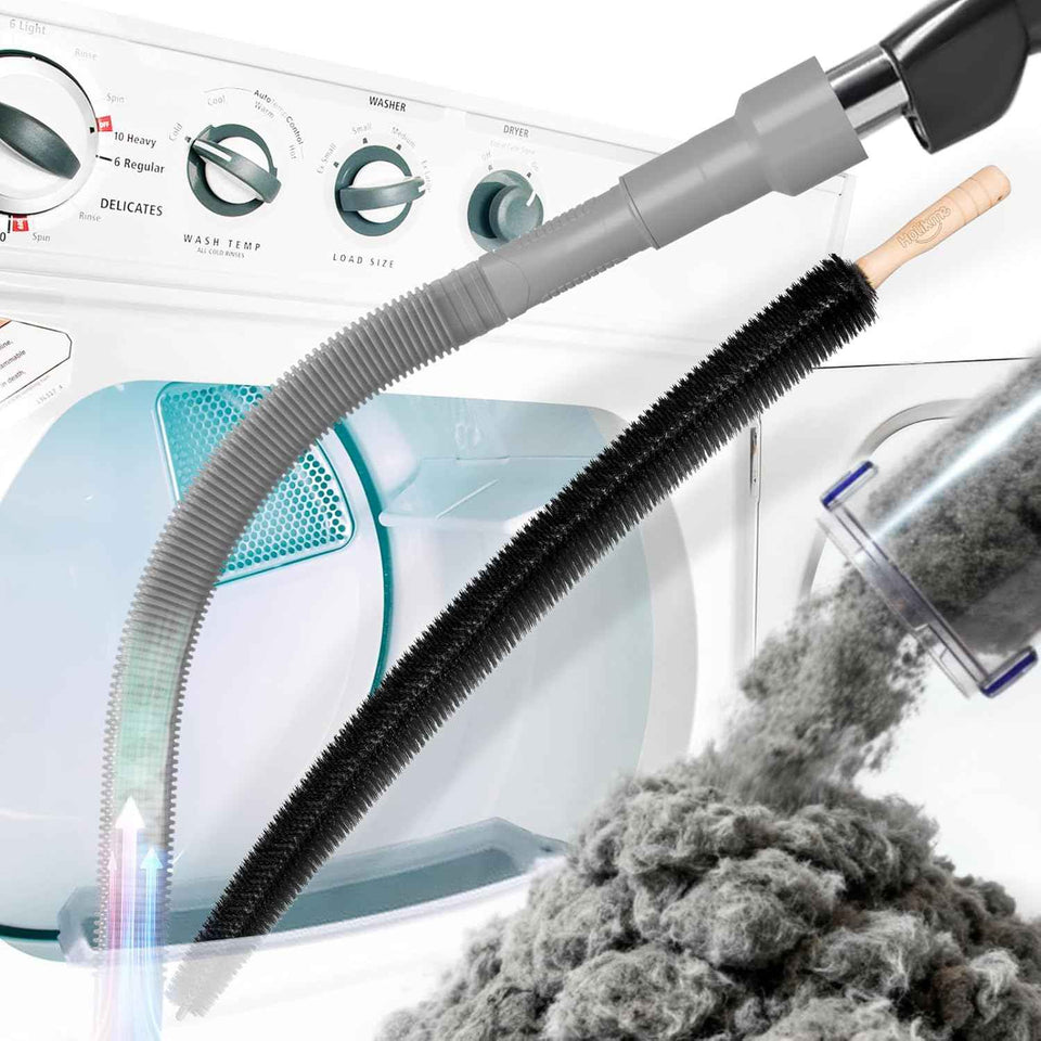 Holikme 2 Pieces Dryer Vent Cleaner Kit, Dryer Lint Vacuum Attachment and Flexible Dryer Lint Brush, Dryer Vent Vacuum Hose Attachment,Blue